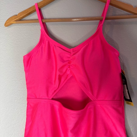 New Kids Art Class Hot Pink Large (10/12) One Piece Swimsuit Adjustable Straps - Picture 7 of 15